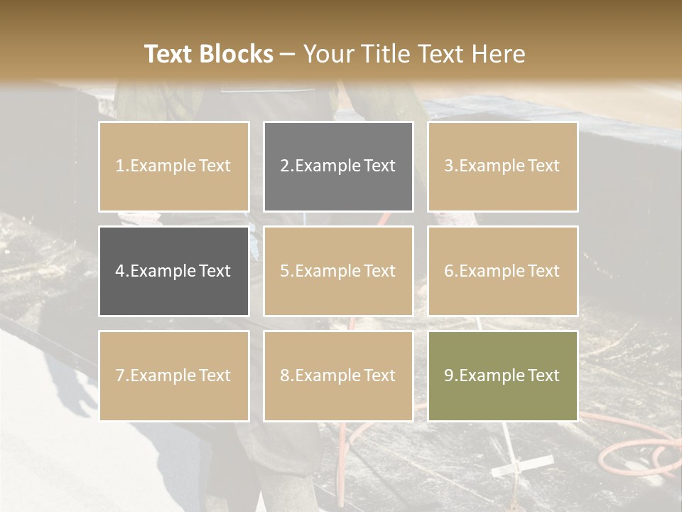 A Man In Overalls And A Hard Hat Is Working On A Roof PowerPoint Template