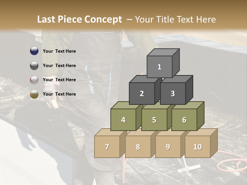 A Man In Overalls And A Hard Hat Is Working On A Roof PowerPoint Template