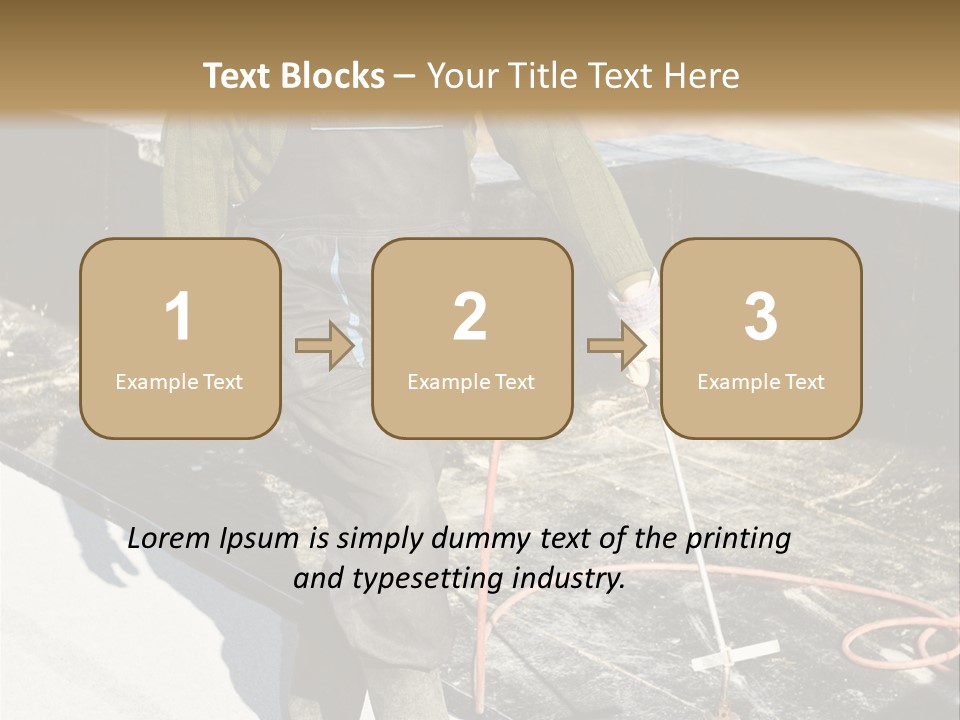 A Man In Overalls And A Hard Hat Is Working On A Roof PowerPoint Template