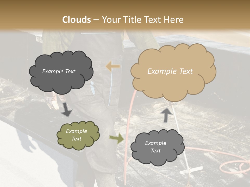 A Man In Overalls And A Hard Hat Is Working On A Roof PowerPoint Template