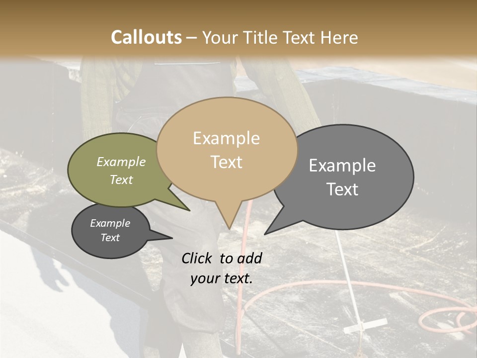 A Man In Overalls And A Hard Hat Is Working On A Roof PowerPoint Template