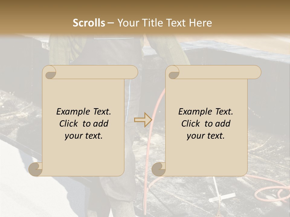 A Man In Overalls And A Hard Hat Is Working On A Roof PowerPoint Template