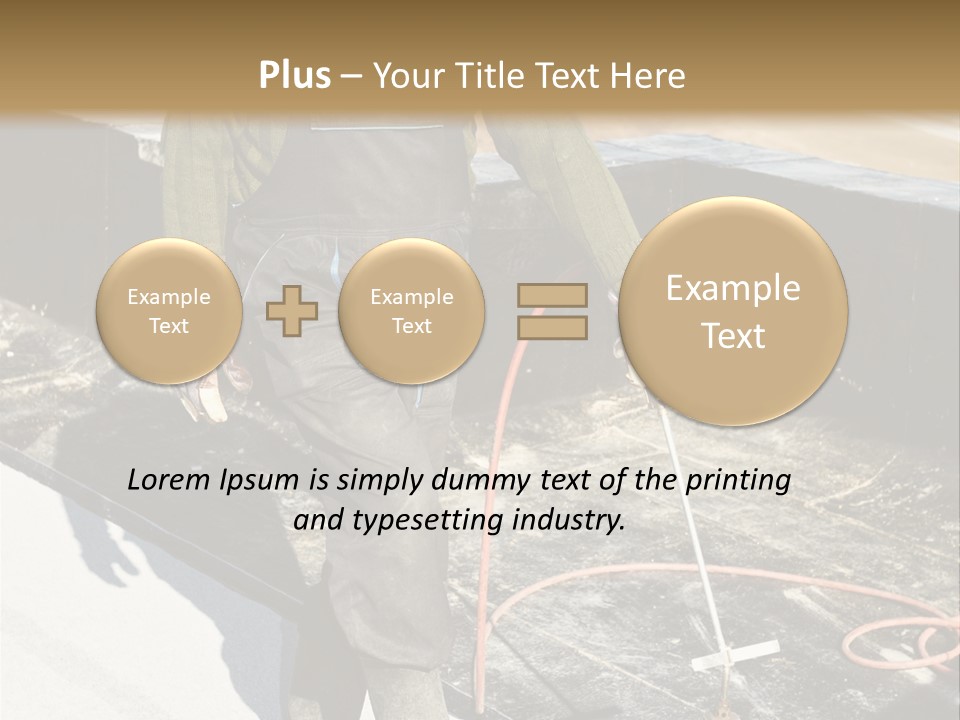 A Man In Overalls And A Hard Hat Is Working On A Roof PowerPoint Template