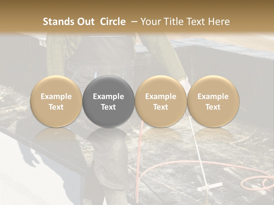 A Man In Overalls And A Hard Hat Is Working On A Roof PowerPoint Template