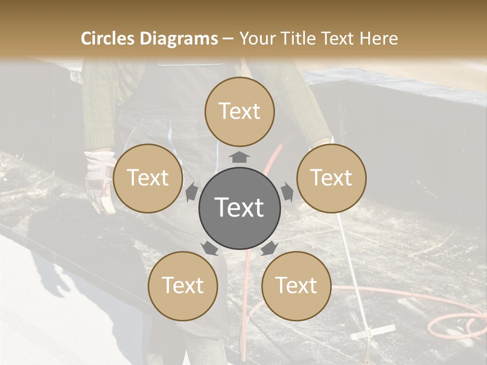 A Man In Overalls And A Hard Hat Is Working On A Roof PowerPoint Template