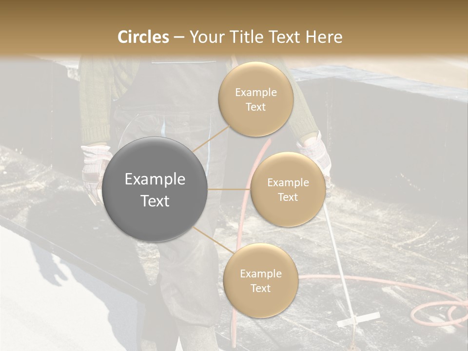 A Man In Overalls And A Hard Hat Is Working On A Roof PowerPoint Template