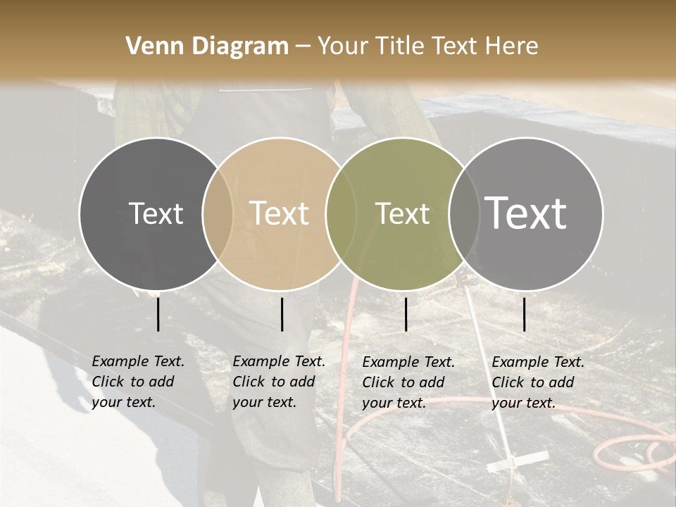 A Man In Overalls And A Hard Hat Is Working On A Roof PowerPoint Template