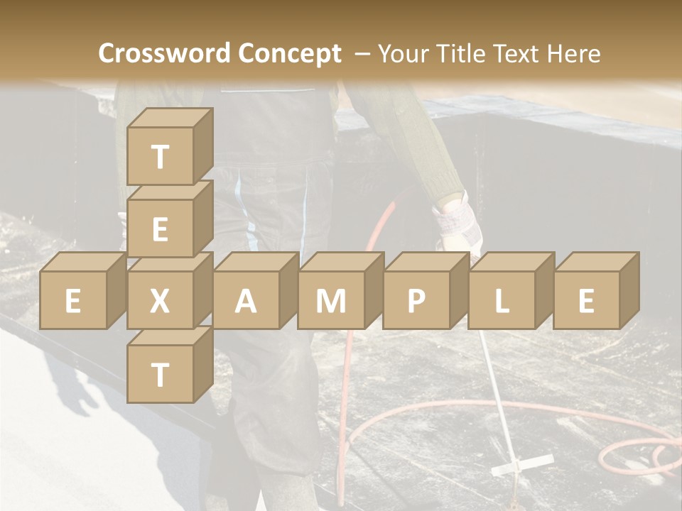 A Man In Overalls And A Hard Hat Is Working On A Roof PowerPoint Template