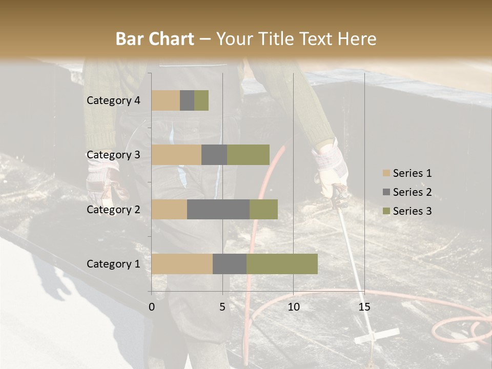 A Man In Overalls And A Hard Hat Is Working On A Roof PowerPoint Template