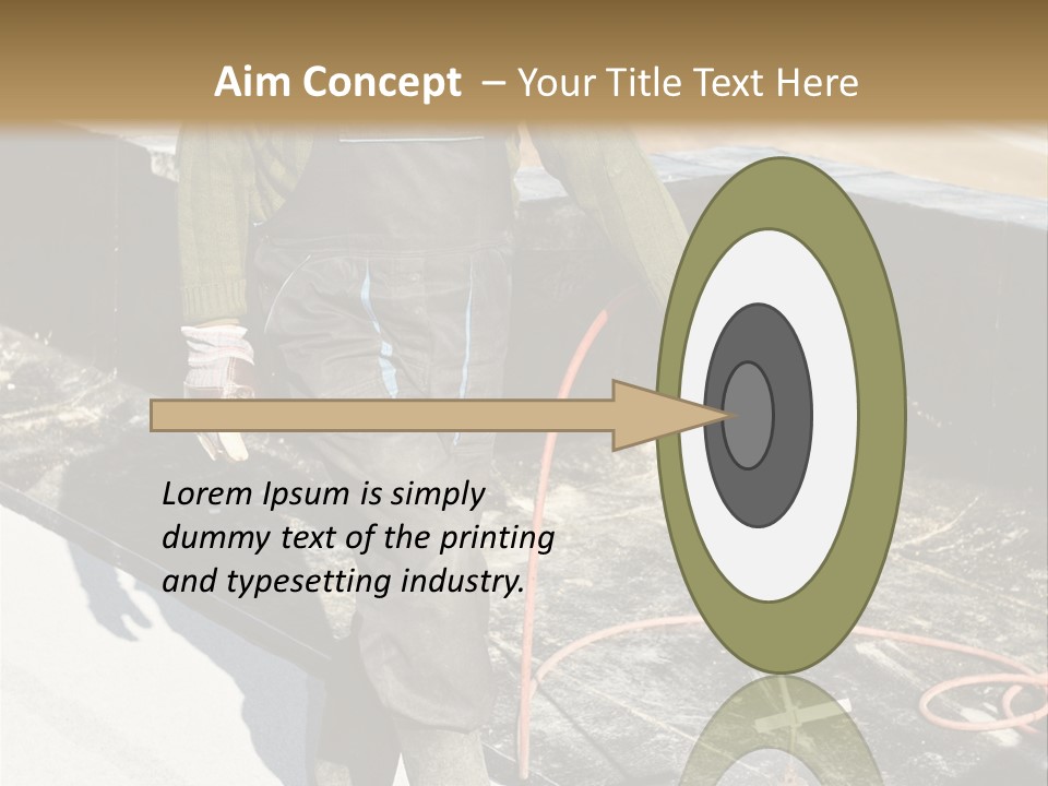 A Man In Overalls And A Hard Hat Is Working On A Roof PowerPoint Template