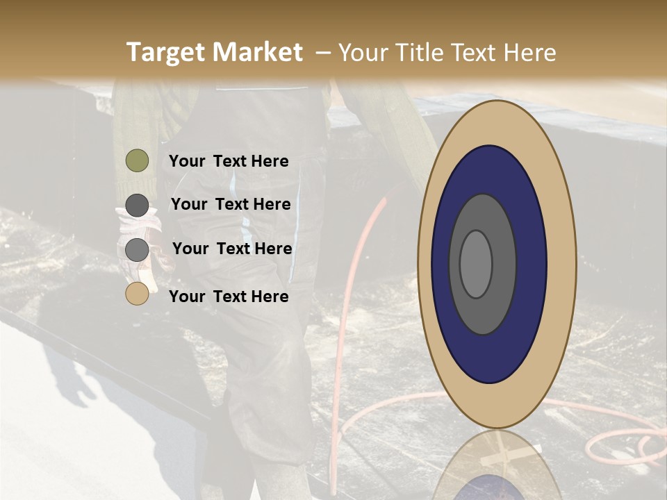 A Man In Overalls And A Hard Hat Is Working On A Roof PowerPoint Template