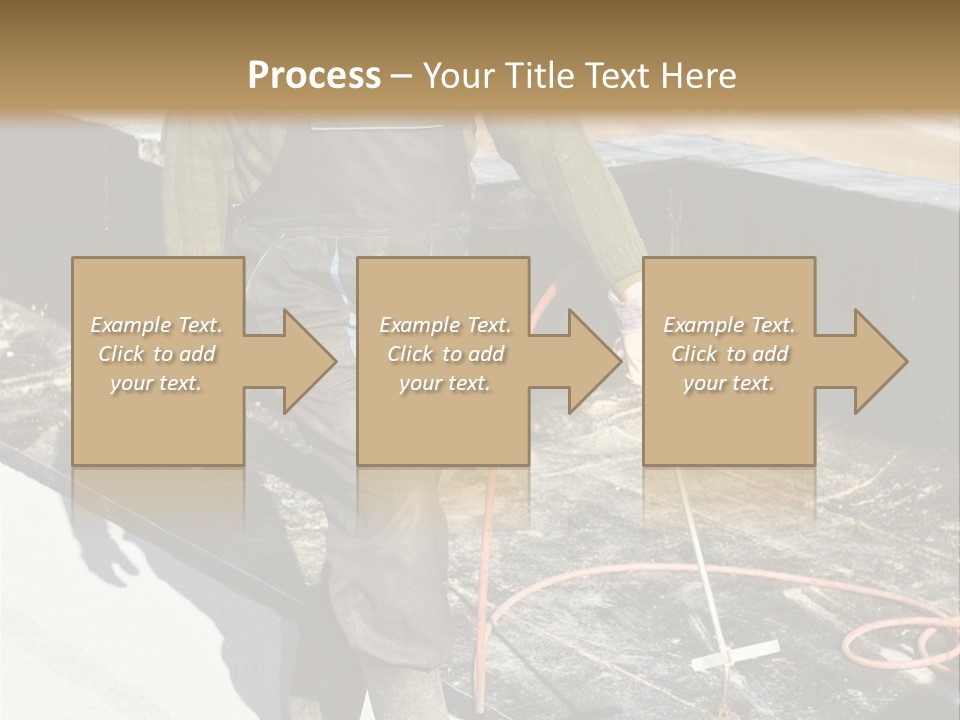 A Man In Overalls And A Hard Hat Is Working On A Roof PowerPoint Template