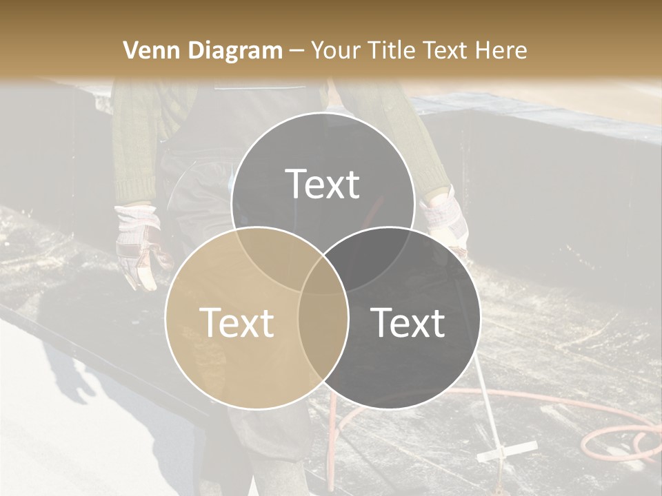 A Man In Overalls And A Hard Hat Is Working On A Roof PowerPoint Template