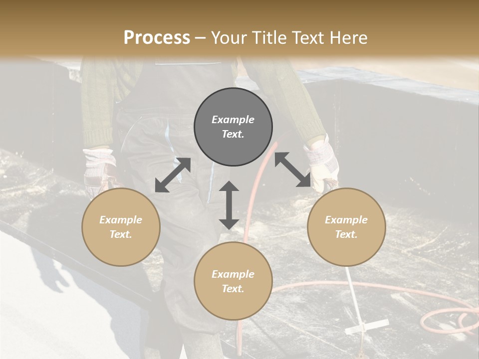 A Man In Overalls And A Hard Hat Is Working On A Roof PowerPoint Template