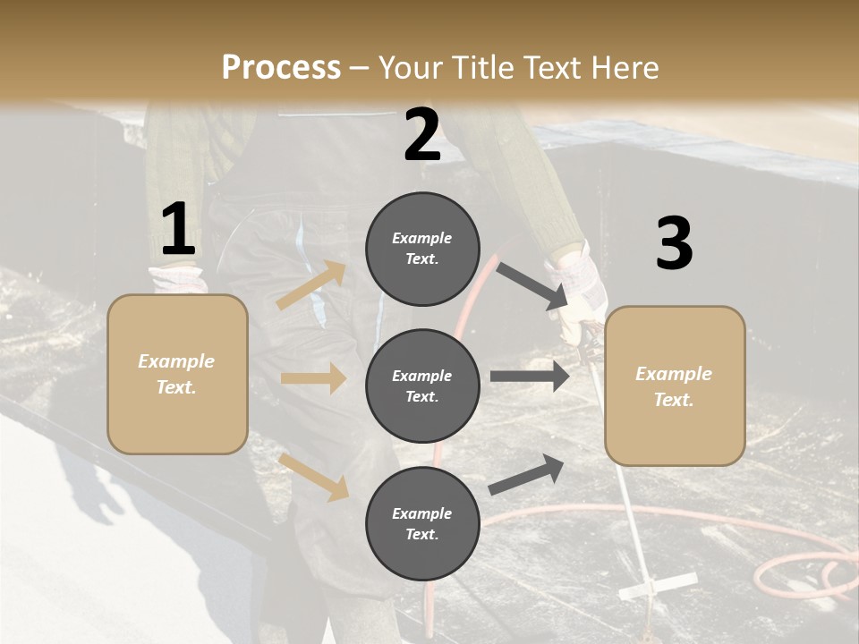 A Man In Overalls And A Hard Hat Is Working On A Roof PowerPoint Template