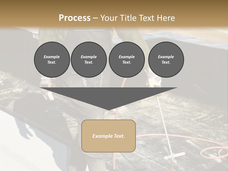 A Man In Overalls And A Hard Hat Is Working On A Roof PowerPoint Template