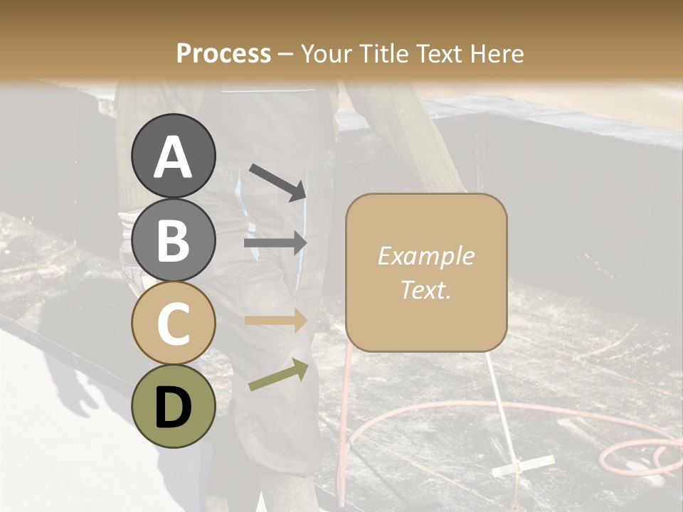 A Man In Overalls And A Hard Hat Is Working On A Roof PowerPoint Template