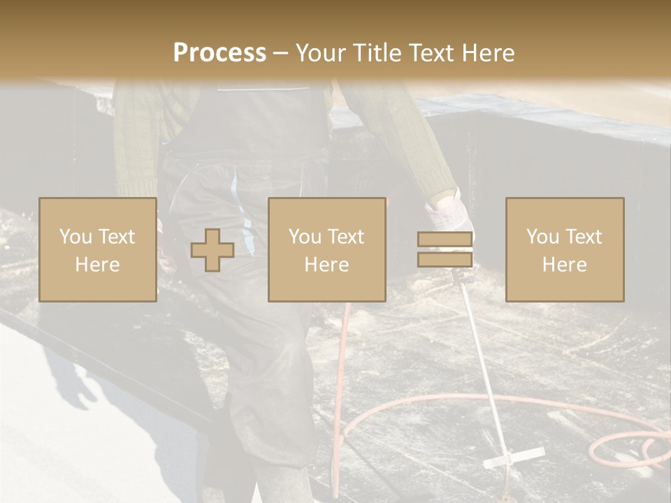 A Man In Overalls And A Hard Hat Is Working On A Roof PowerPoint Template