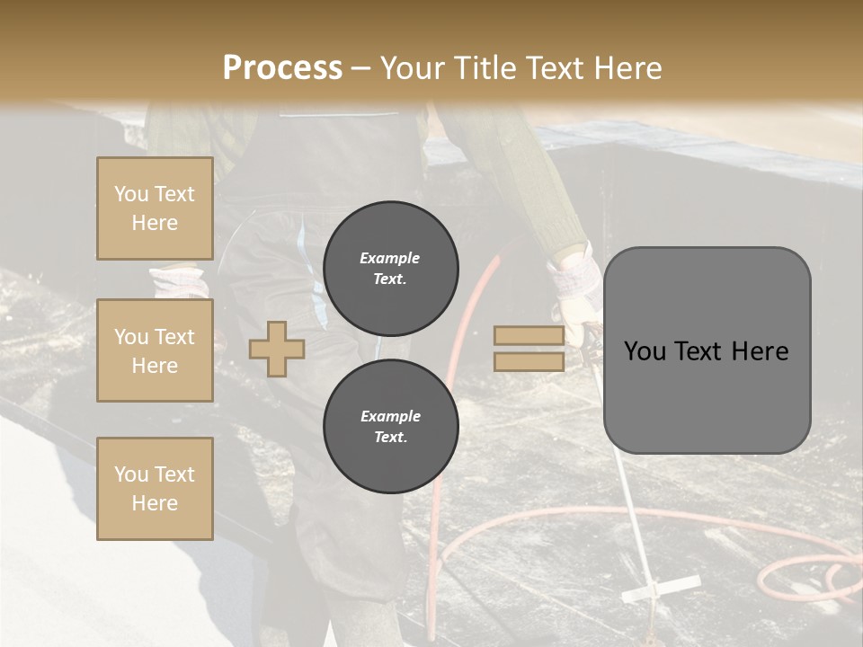 A Man In Overalls And A Hard Hat Is Working On A Roof PowerPoint Template