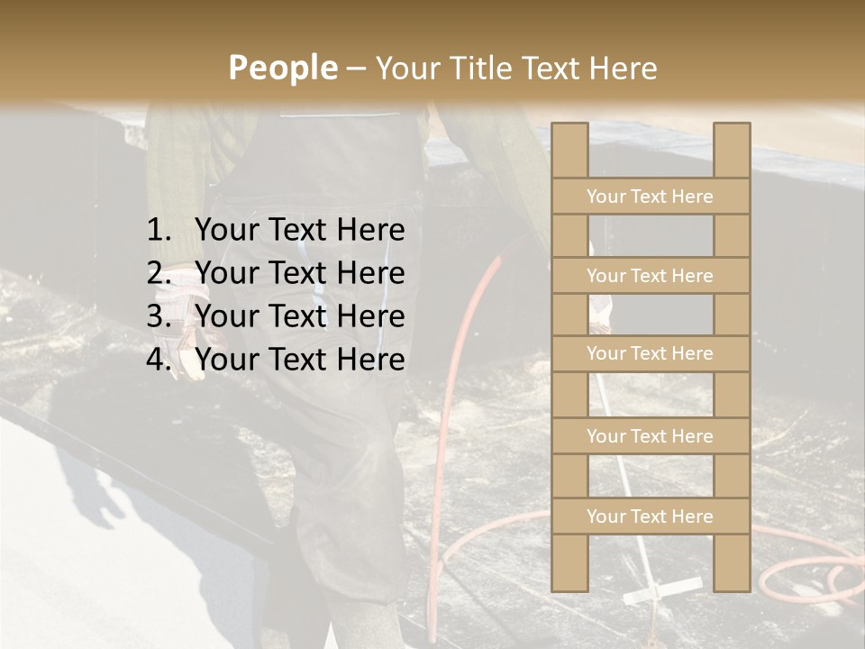 A Man In Overalls And A Hard Hat Is Working On A Roof PowerPoint Template