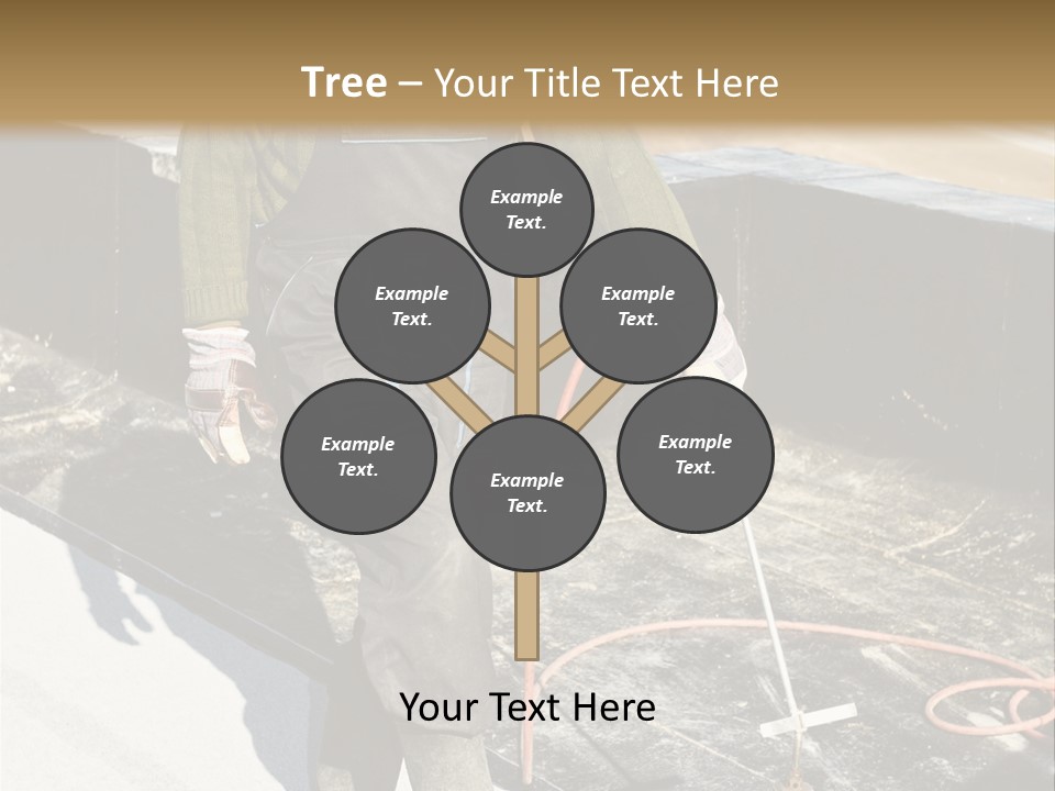 A Man In Overalls And A Hard Hat Is Working On A Roof PowerPoint Template