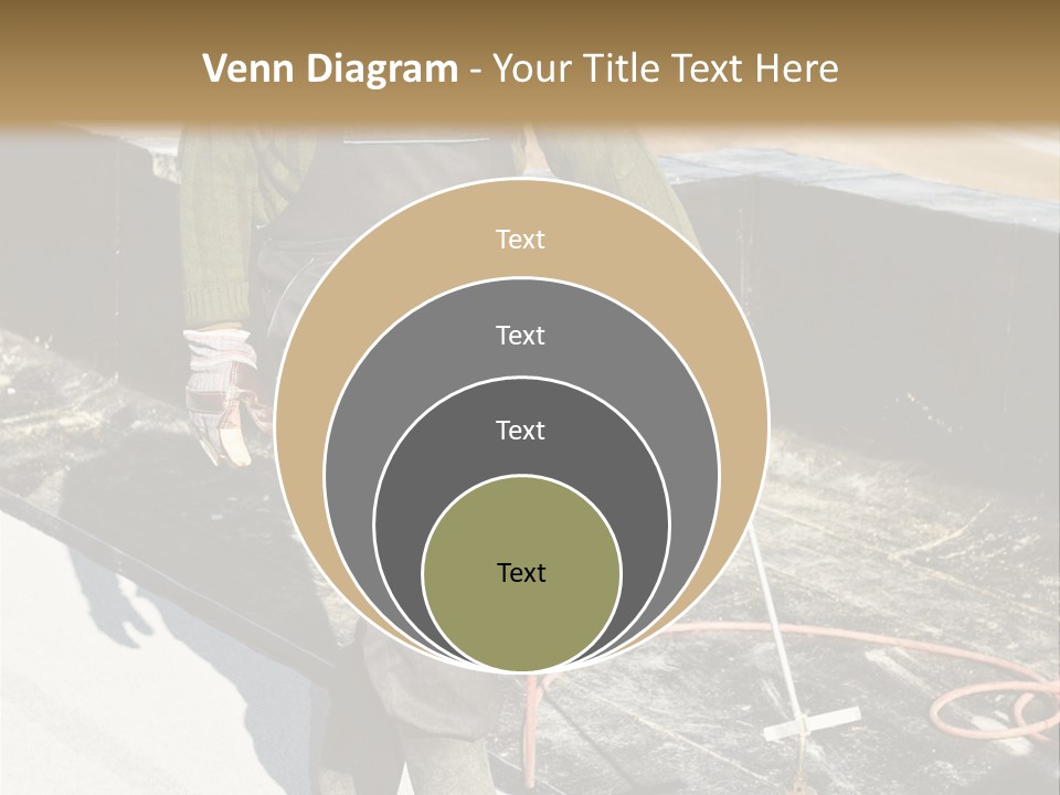 A Man In Overalls And A Hard Hat Is Working On A Roof PowerPoint Template