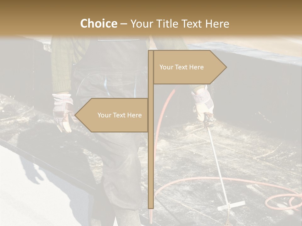 A Man In Overalls And A Hard Hat Is Working On A Roof PowerPoint Template