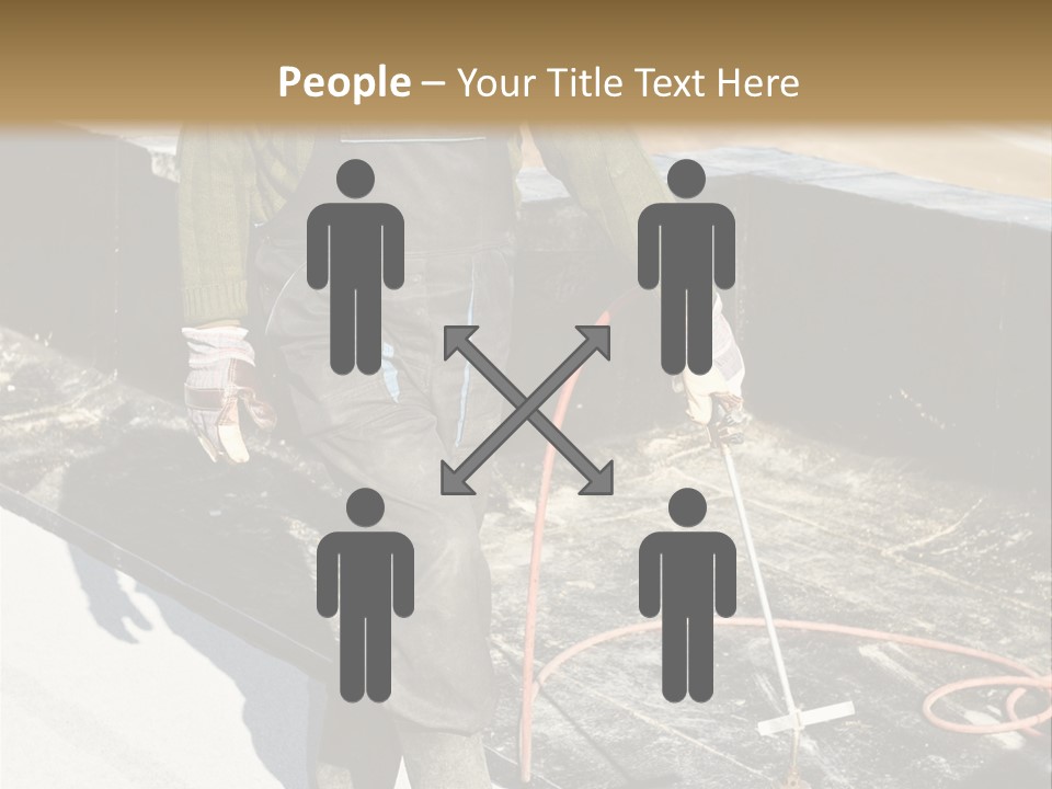 A Man In Overalls And A Hard Hat Is Working On A Roof PowerPoint Template