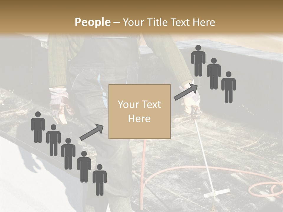 A Man In Overalls And A Hard Hat Is Working On A Roof PowerPoint Template