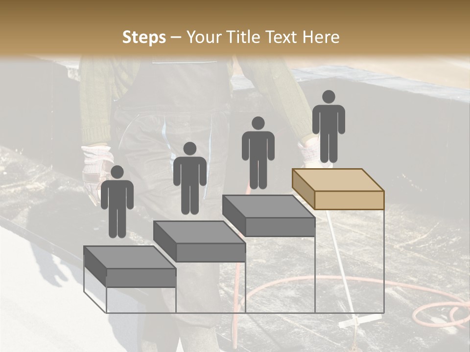 A Man In Overalls And A Hard Hat Is Working On A Roof PowerPoint Template