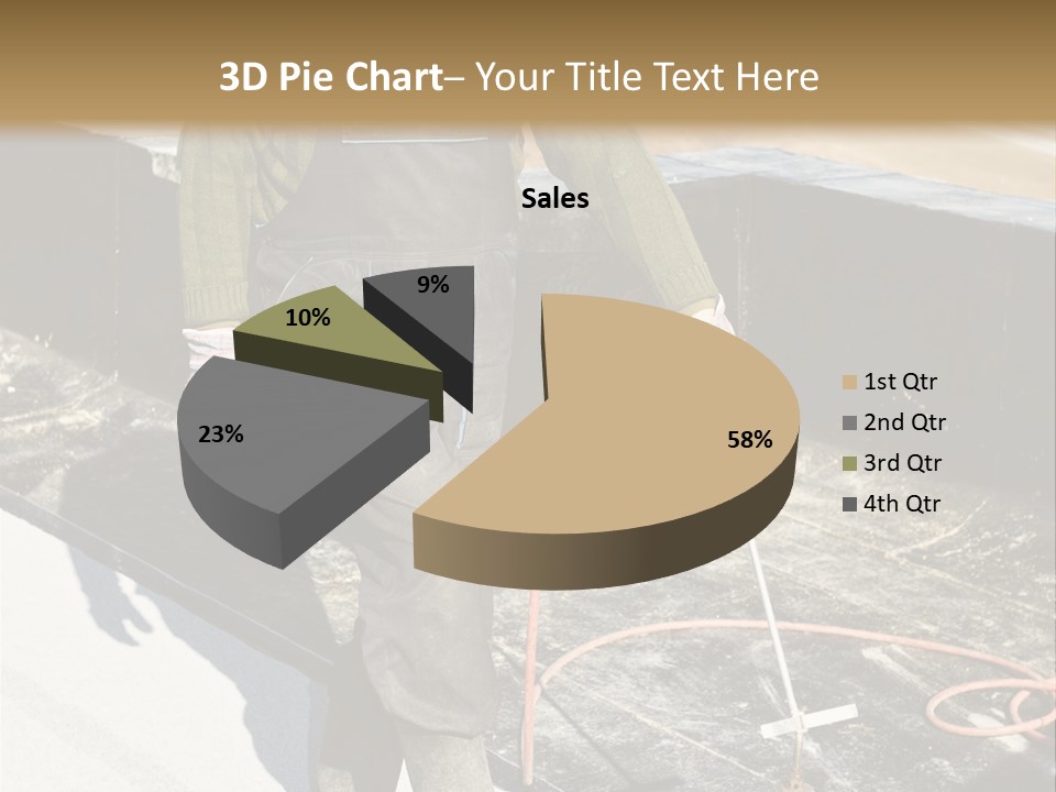 A Man In Overalls And A Hard Hat Is Working On A Roof PowerPoint Template