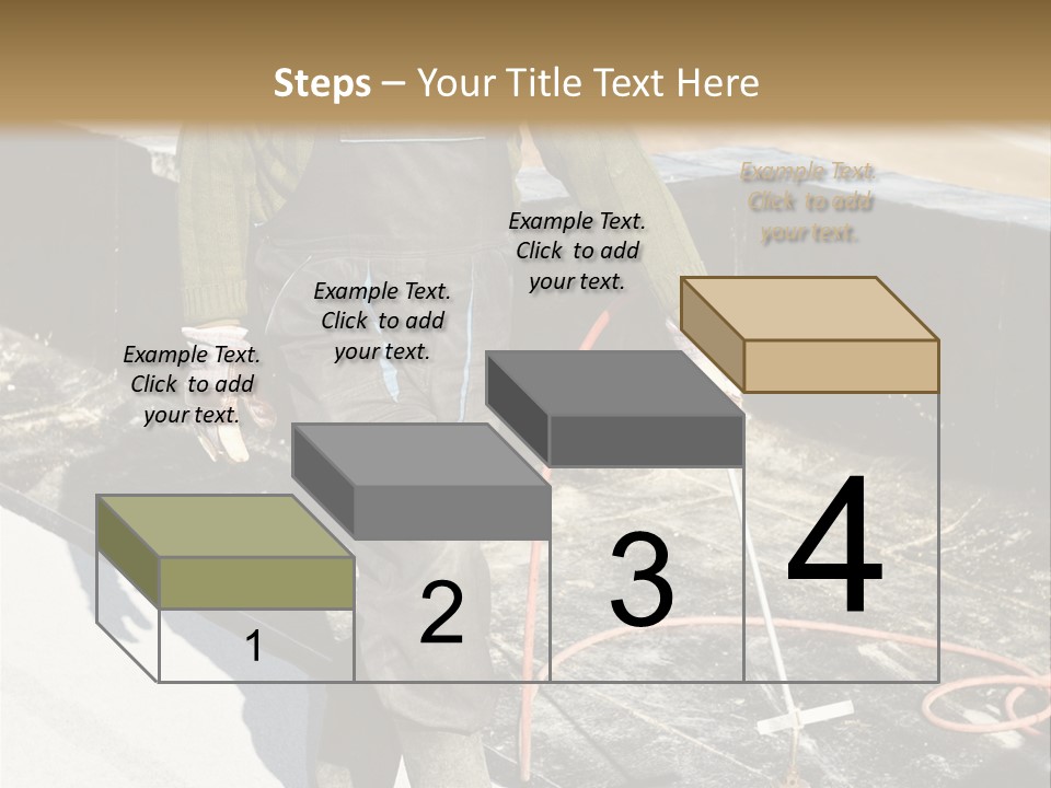 A Man In Overalls And A Hard Hat Is Working On A Roof PowerPoint Template