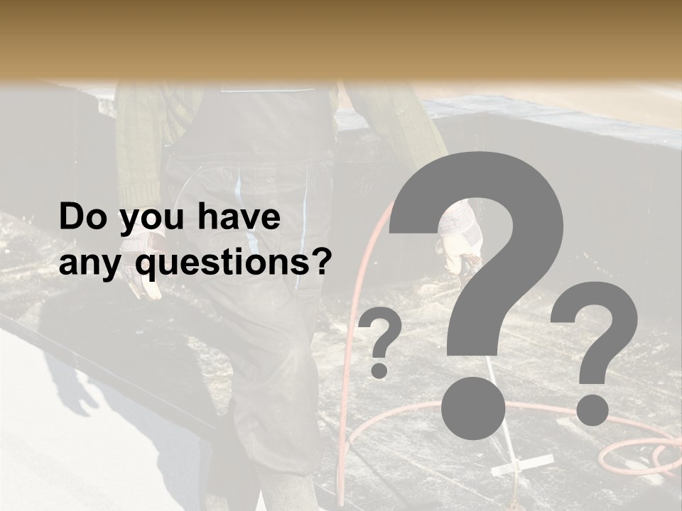 A Man In Overalls And A Hard Hat Is Working On A Roof PowerPoint Template