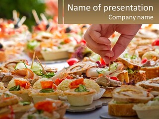 A Person Picking Up A Piece Of Food From A Table PowerPoint Template
