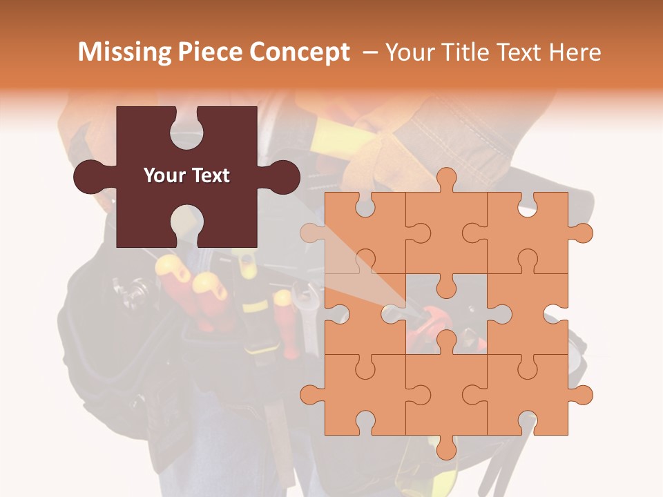 A Man Holding A Tool Belt With Tools In It PowerPoint Template