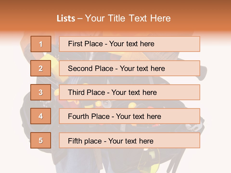 A Man Holding A Tool Belt With Tools In It PowerPoint Template