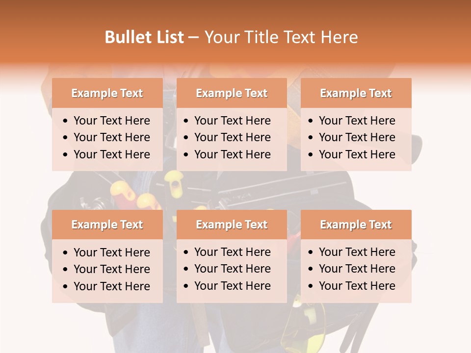 A Man Holding A Tool Belt With Tools In It PowerPoint Template