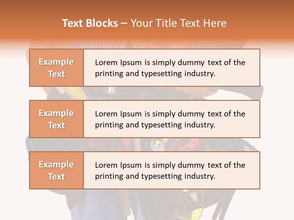 A Man Holding A Tool Belt With Tools In It PowerPoint Template