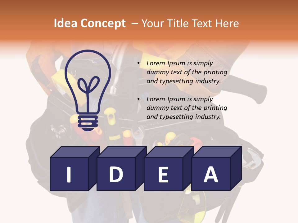 A Man Holding A Tool Belt With Tools In It PowerPoint Template