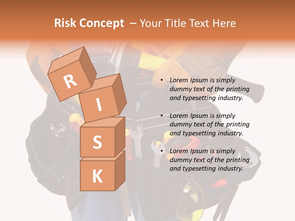 A Man Holding A Tool Belt With Tools In It PowerPoint Template