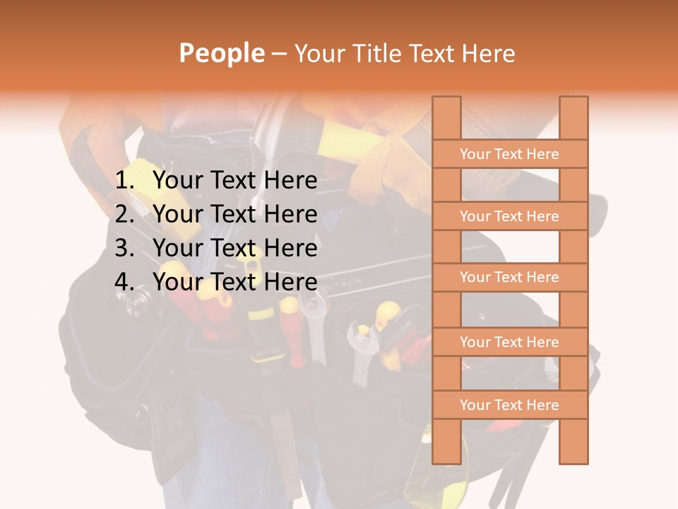 A Man Holding A Tool Belt With Tools In It PowerPoint Template