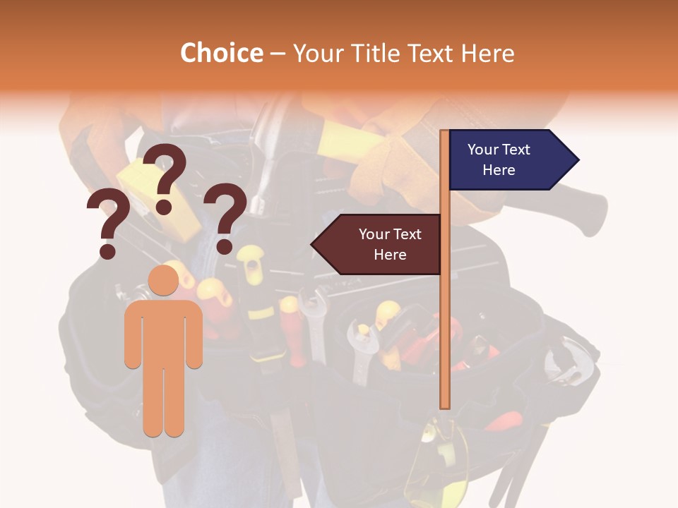 A Man Holding A Tool Belt With Tools In It PowerPoint Template