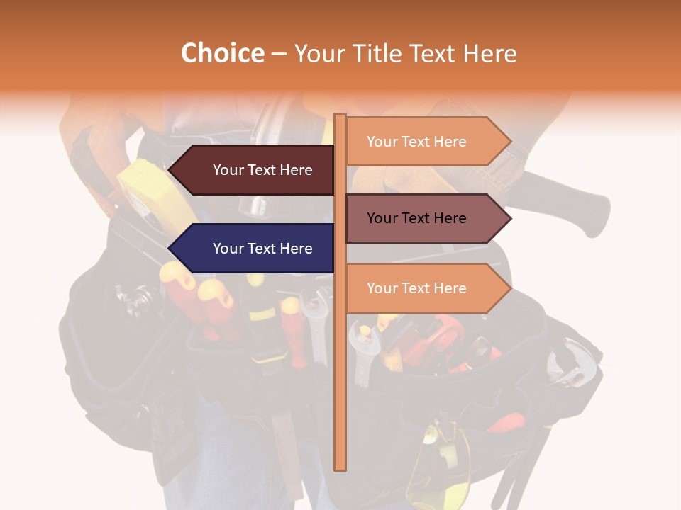 A Man Holding A Tool Belt With Tools In It PowerPoint Template