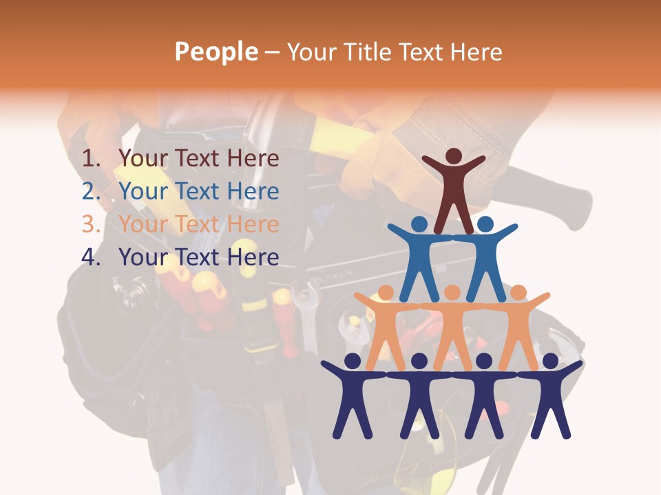 A Man Holding A Tool Belt With Tools In It PowerPoint Template