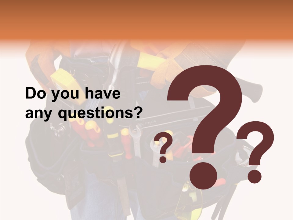 A Man Holding A Tool Belt With Tools In It PowerPoint Template