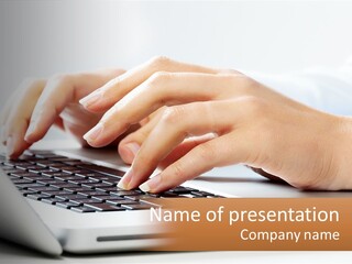 A Person Typing On A Laptop Computer PowerPoint Template
