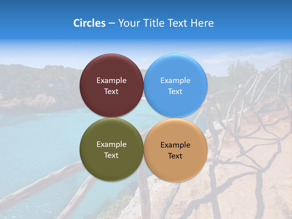 A View Of A Beach With Blue Water And Trees PowerPoint Template