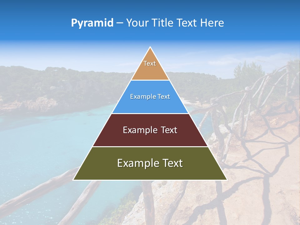 A View Of A Beach With Blue Water And Trees PowerPoint Template