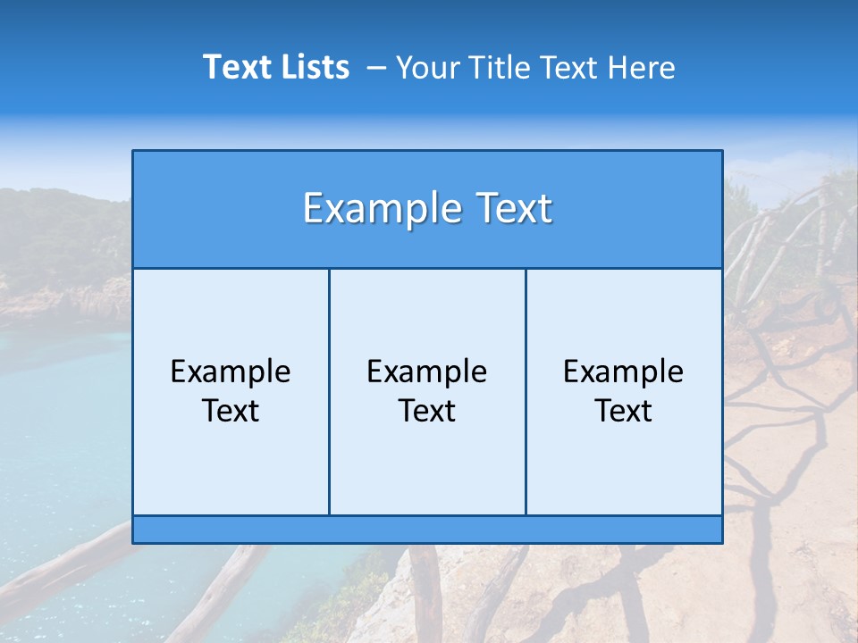 A View Of A Beach With Blue Water And Trees PowerPoint Template