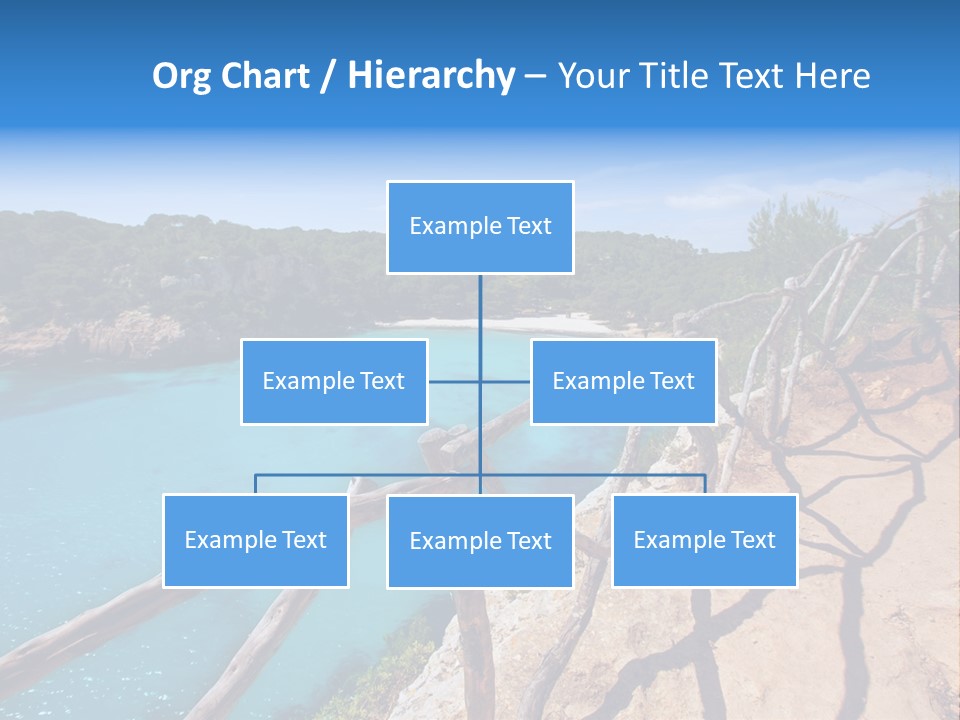 A View Of A Beach With Blue Water And Trees PowerPoint Template